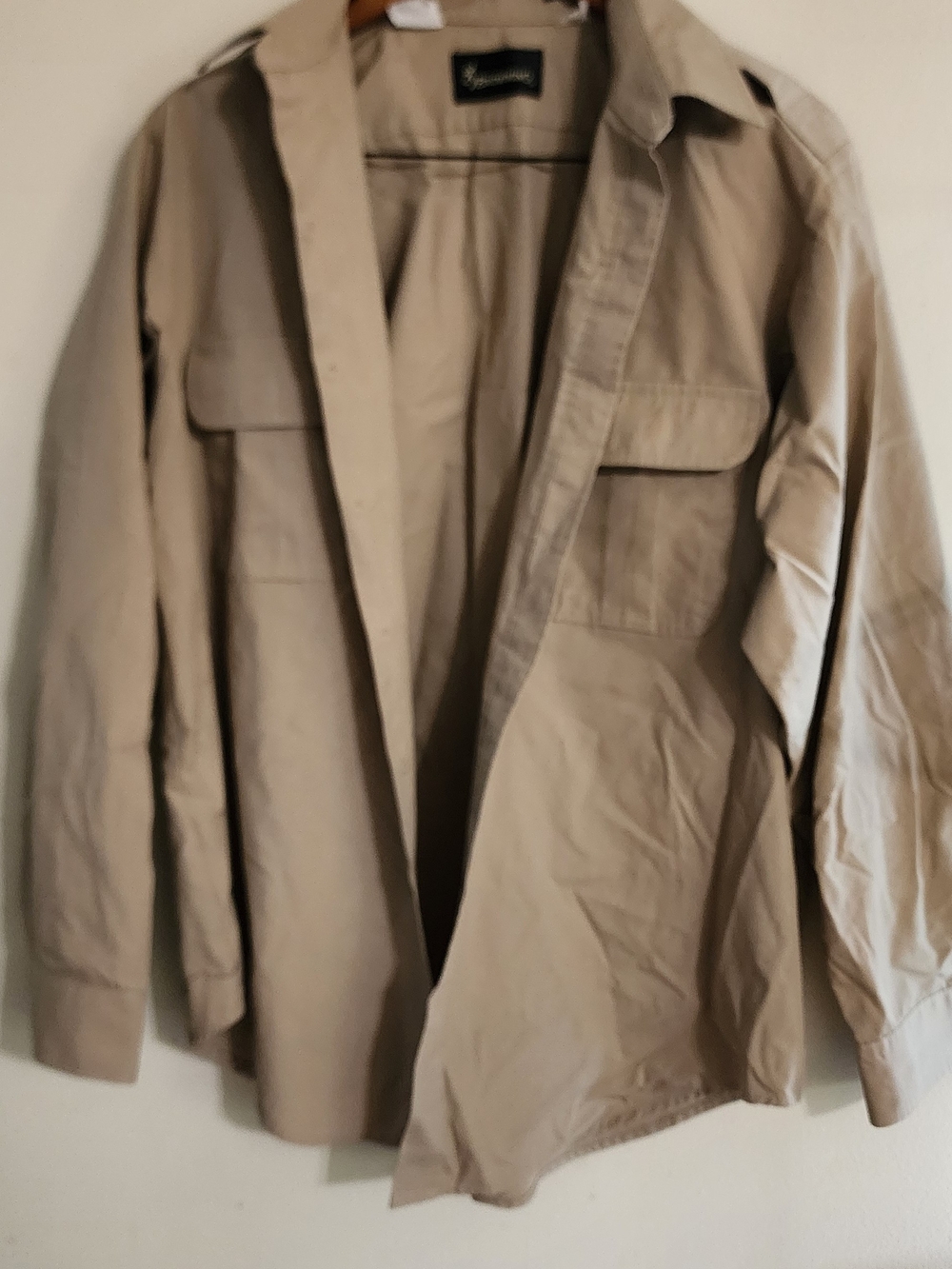 Vintage Browning Khaki Long Sleeve Utility Field Shirt Button Down Size L